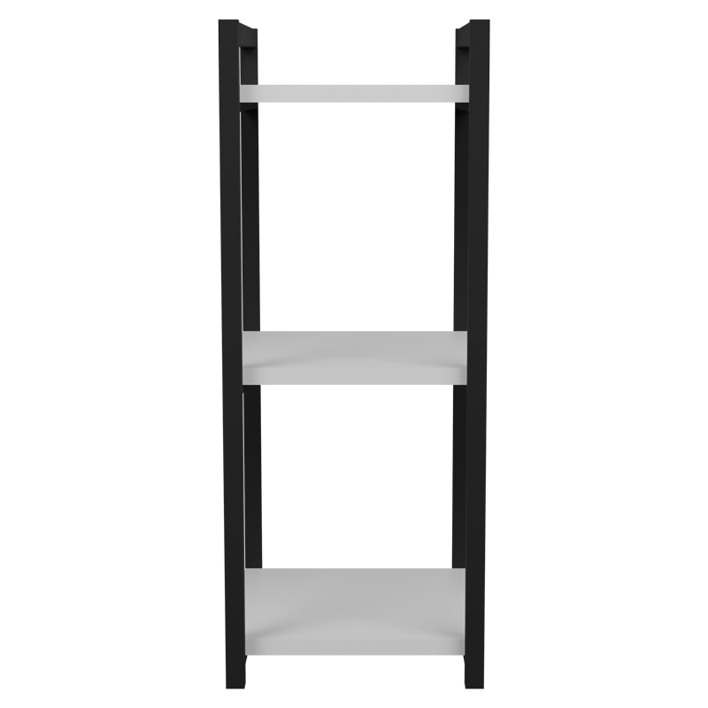 Επιδαπέδια ραφιέρα Harvey pakoworld μαύρο μέταλλο και μελαμίνη σε λευκή απόχρωση 33x28x70εκ - Image 2