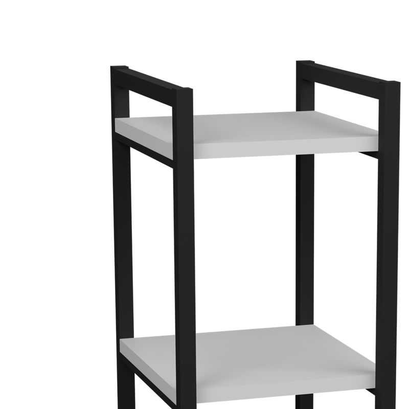 Επιδαπέδια ραφιέρα Harvey pakoworld μαύρο μέταλλο και μελαμίνη σε λευκή απόχρωση 33x28x70εκ - Image 3