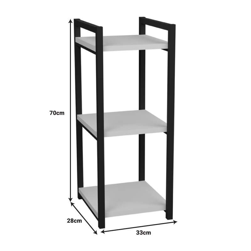 Επιδαπέδια ραφιέρα Harvey pakoworld μαύρο μέταλλο και μελαμίνη σε λευκή απόχρωση 33x28x70εκ - Image 5