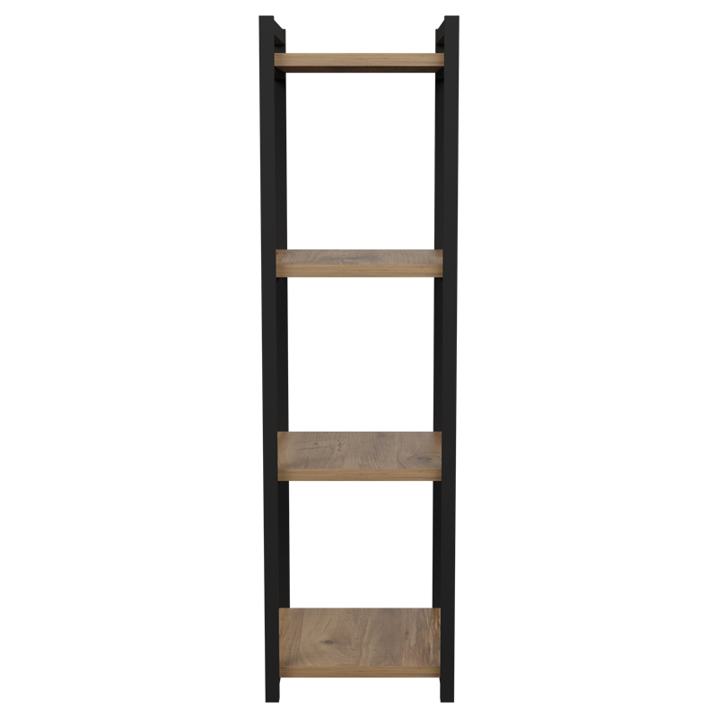 Επιδαπέδια ραφιέρα Harvey pakoworld μαύρο μέταλλο και μελαμίνη σε φυσική απόχρωση 33x28x100εκ - Image 2