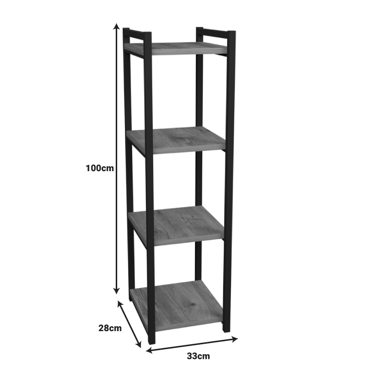 Επιδαπέδια ραφιέρα Harvey pakoworld μαύρο μέταλλο και μελαμίνη σε φυσική απόχρωση 33x28x100εκ - Image 5