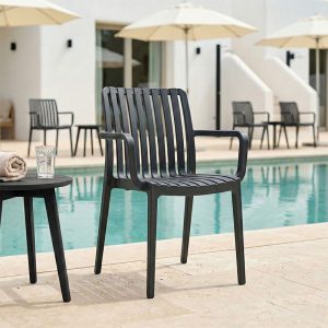 Πολυθρόνα Zoi pakoworld pp σε ανθρακί απόχρωση 58.5x54x80εκ