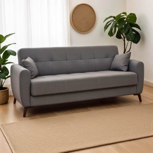 Καναπές-κρεβάτι με αποθηκευτικό χώρο τριθέσιος Lincoln pakoworld ανθρακί ύφασμα 225x75x85εκ