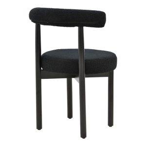 Καρέκλα Fenza pakoworld μαύρο μπουκλέ ύφασμα-πόδι ξύλο οξιάς σε μαύρη απόχρωση 60x54x75εκ