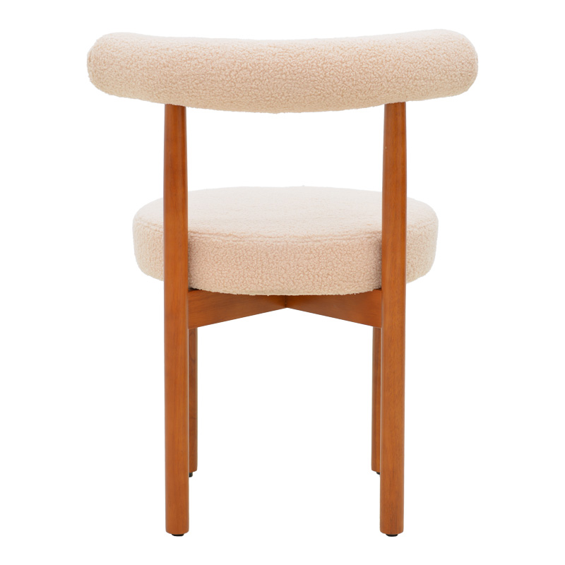 Καρέκλα Fenza pakoworld μπεζ μπουκλέ ύφασμα-πόδι ξύλο οξιάς σε καρυδί απόχρωση 60x54x75εκ - Image 4