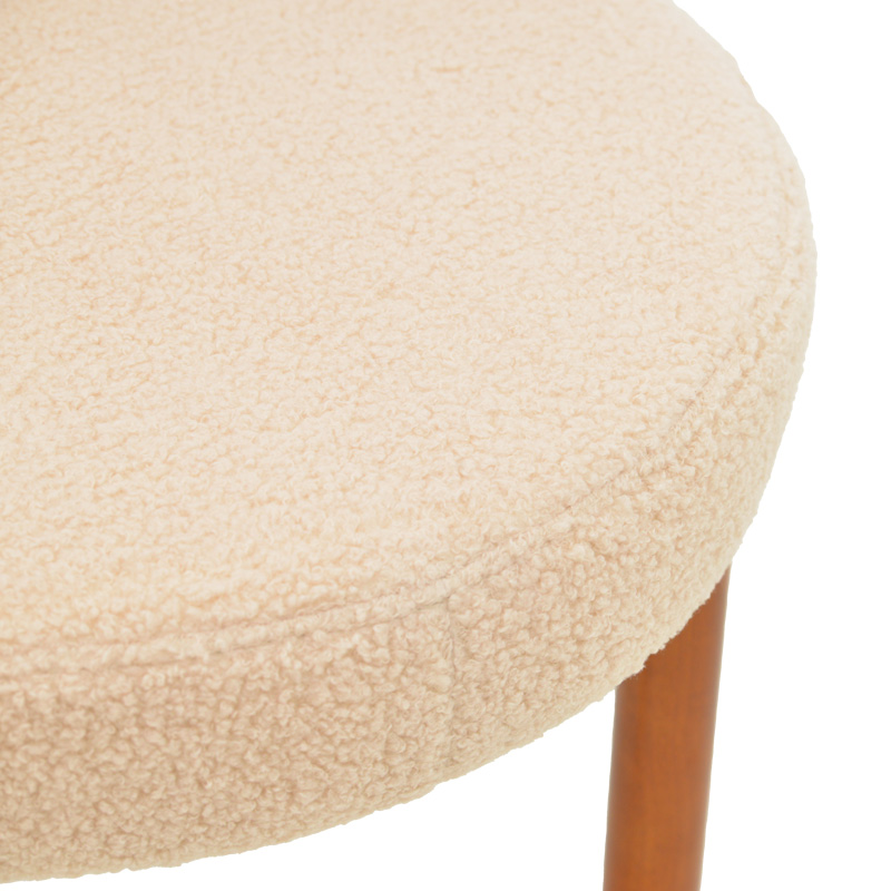 Καρέκλα Fenza pakoworld μπεζ μπουκλέ ύφασμα-πόδι ξύλο οξιάς σε καρυδί απόχρωση 60x54x75εκ - Image 6