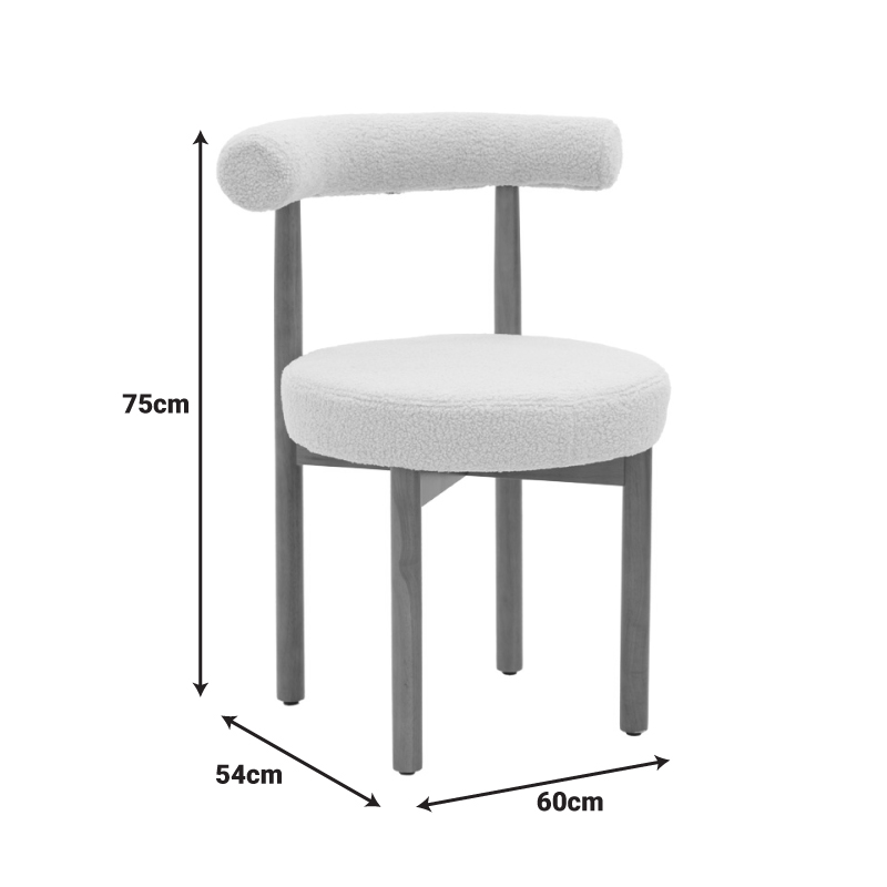 Καρέκλα Fenza pakoworld μπεζ μπουκλέ ύφασμα-πόδι ξύλο οξιάς σε καρυδί απόχρωση 60x54x75εκ - Image 7