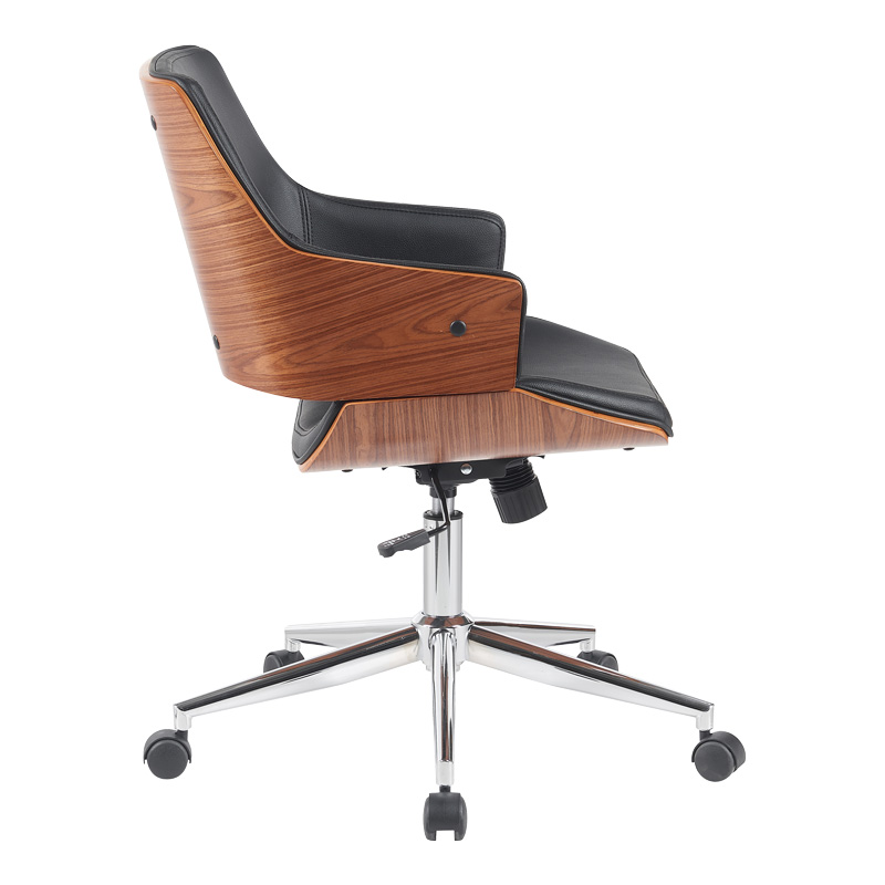 Καρέκλα γραφείου Setulo pakoworld μαύρο pu-βάση χρωμίου 53x61x79-89εκ - Image 2