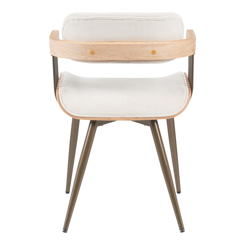 Πολυθρόνα Cameo pakoworld μέταλλο μπρονζέ-white-wash ξύλο-μπέζ ύφασμα 53x49.5x75.5εκ - Image 4