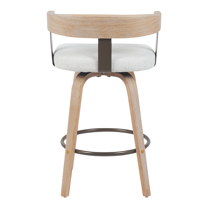 Σκαμπό μπαρ Anesy pakoworld περιστρεφόμενο μεσαίου μεγέθους μέταλλο-ξύλο με ύφασμα σε μπεζ απόχρωση 54x50x85εκ - Image 4