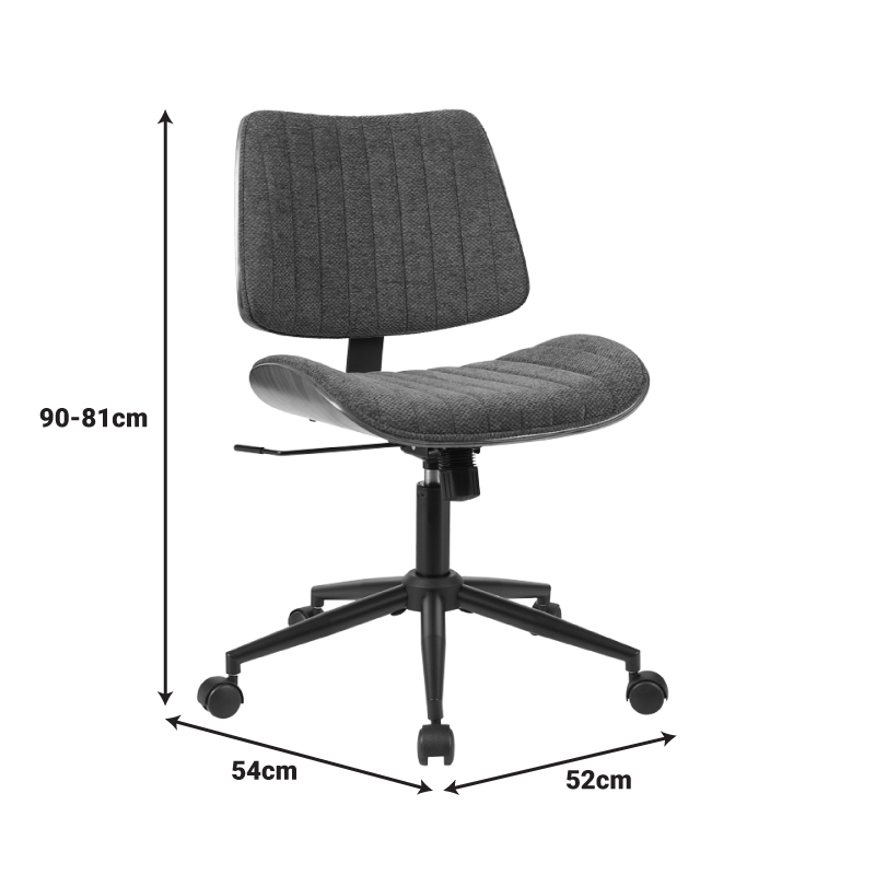 Καρέκλα γραφείου εργασίας Amani pakoworld ξύλο σε καρυδί με γκρι ύφασμα 52x54x90.5εκ - Image 5