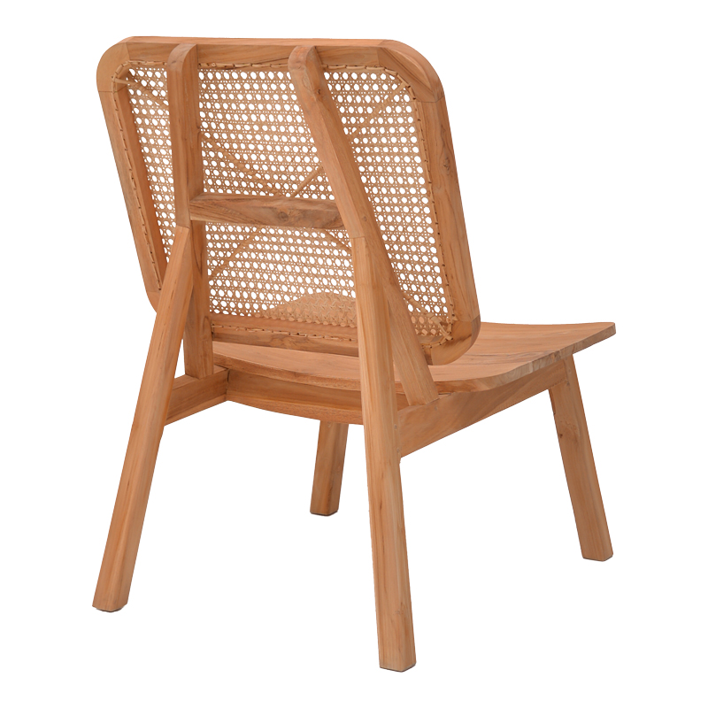 Πολυθρόνα Viborg pakoworld φυσικό teak ξύλο-φυσικό rattan 60x75x87εκ - Image 3