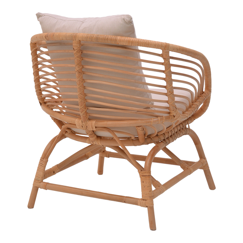 Πολυθρόνα Caxen pakoworld φυσικό rattan-λευκό μαξιλάρι 72x63x75εκ - Image 3