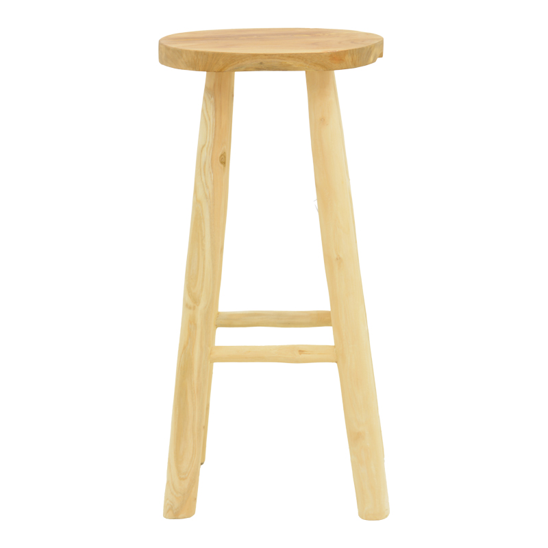 Σκαμπό μπαρ Nusiwo pakoworld teak ξύλο σε φυσική απόχρωση Φ35x70εκ - Image 2