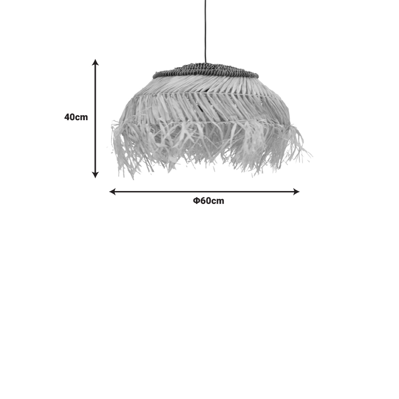 Φωτιστικό οροφής Hengiole Inart sisal σε φυσικό-μαύρο χρώμα Φ60x40εκ - Image 2