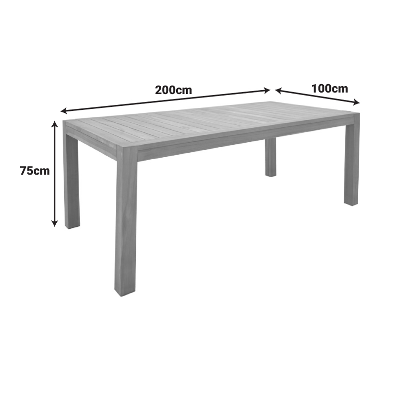 Τραπέζι Vocaly pakoworld teak ξύλο σε φυσική απόχρωση 200x100x75εκ - Image 5