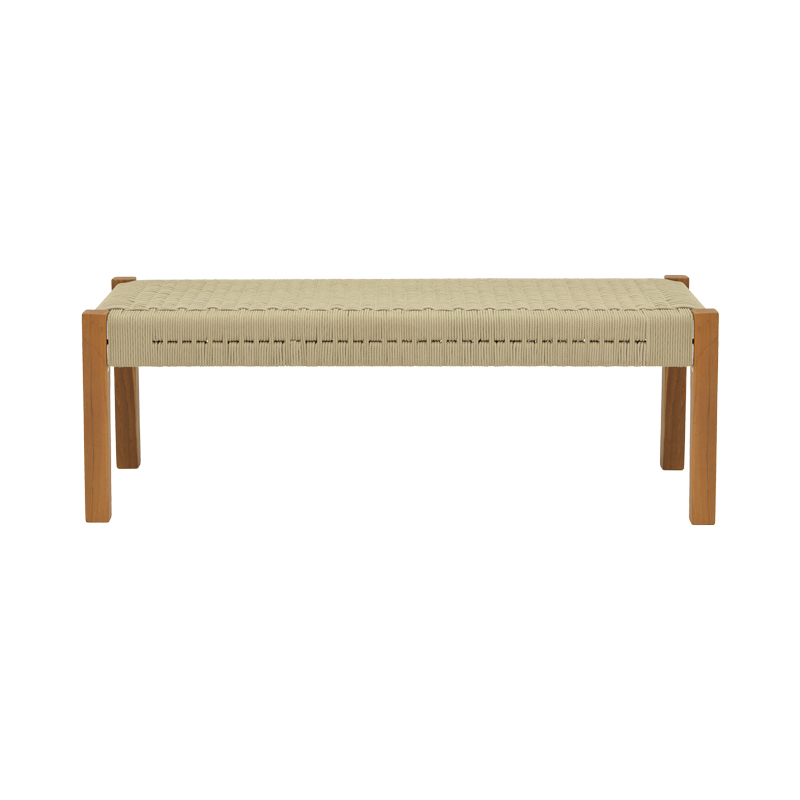 Παγκάκι Uma pakoworld teak ξύλο και pe σχοινί σε φυσική απόχρωση 120x45x40εκ - Image 2