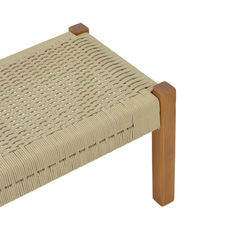 Παγκάκι Uma pakoworld teak ξύλο και pe σχοινί σε φυσική απόχρωση 120x45x40εκ - Image 4