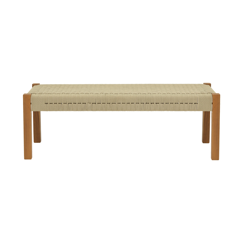 Παγκάκι Uma pakoworld teak ξύλο και pe σχοινί σε φυσική απόχρωση 150x45x40εκ - Image 2