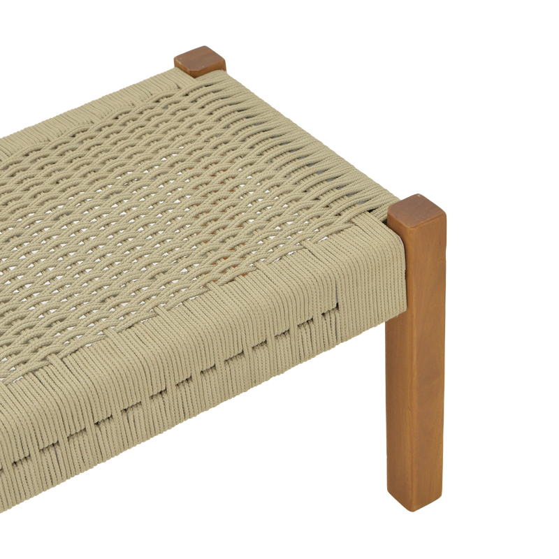 Παγκάκι Uma pakoworld teak ξύλο και pe σχοινί σε φυσική απόχρωση 150x45x40εκ - Image 4