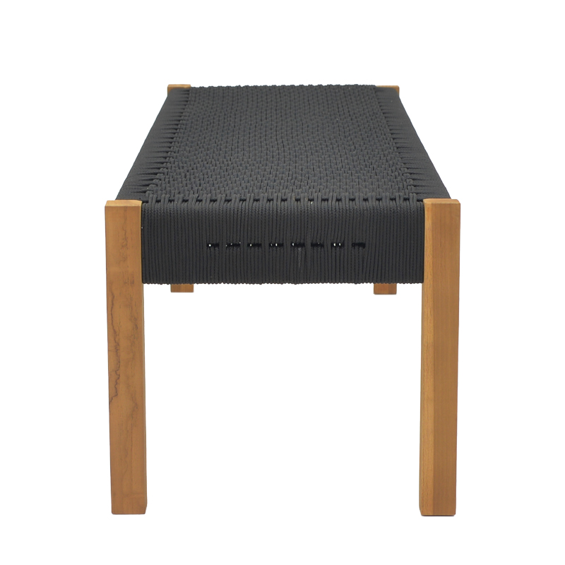 Παγκάκι Uma pakoworld teak ξύλο και pe σχοινί σε μαύρη απόχρωση 150x45x40εκ - Image 2