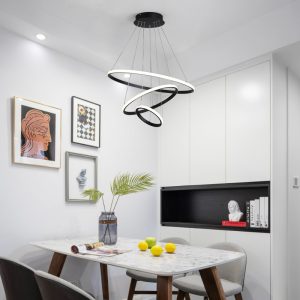 Φωτιστικό οροφής Rings pakoworld led μέταλλο μαύρο Φ60x100εκ