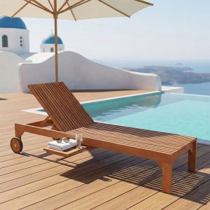 Ξαπλώστρα Sunnie pakoworld meranti ξύλο σε φυσική απόχρωση 200x65x35εκ