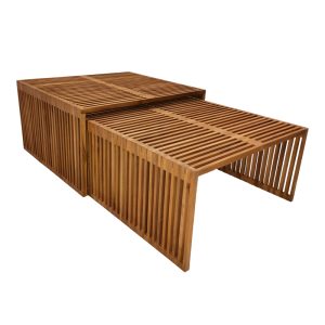 Τραπέζι Tinnie I pakoworld σετ 2τεμ teak ξύλο σε φυσική απόχρωση