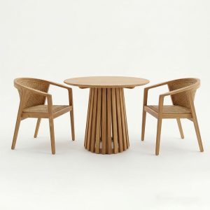 Τραπεζαρία Granny-Kenda Ι pakoworld σετ 3τεμ σε φυσική-μπεζ απόχρωση Φ80x75εκ