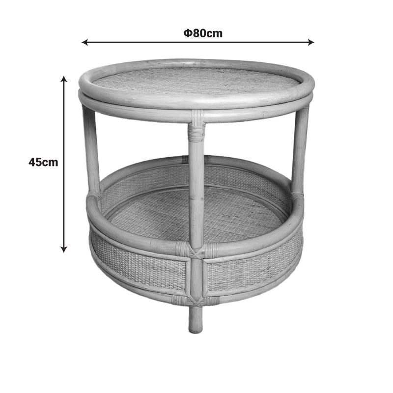 Βοηθητικό τραπέζι Moody pakoworld pe rattan σε φυσική απόχρωση Φ55x51εκ - Image 5
