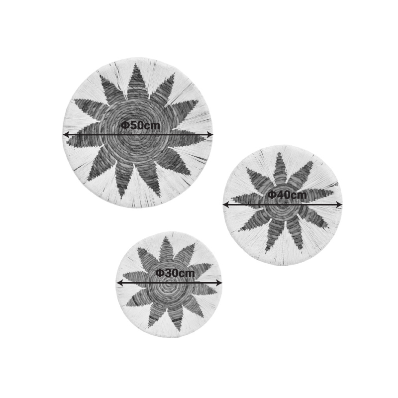 Διακοσμητικό τοίχου Circy Inart σετ 3 τεμ ψάθα σε μαύρη-μπεζ απόχρωση - Image 2