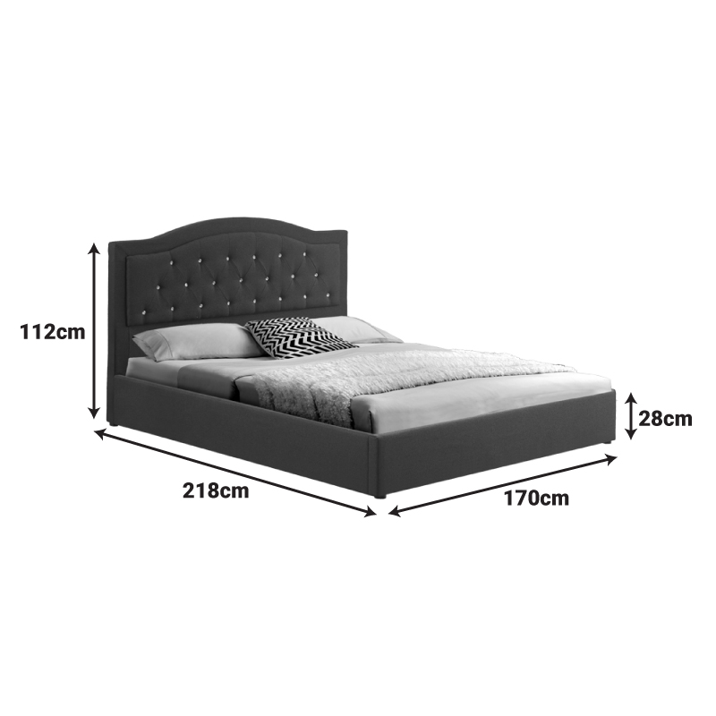 Κρεβάτι διπλό με αποθηκευτικό χώρο Majore pakoworld ανθρακί ύφασμα 160x200εκ - Image 6