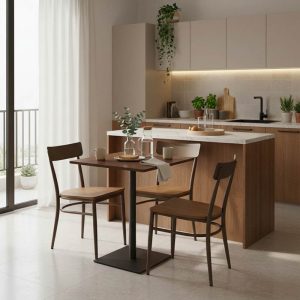 Τραπέζι Nerobian pakoworld mdf σε καρυδί απόχρωση 60x60x75εκ