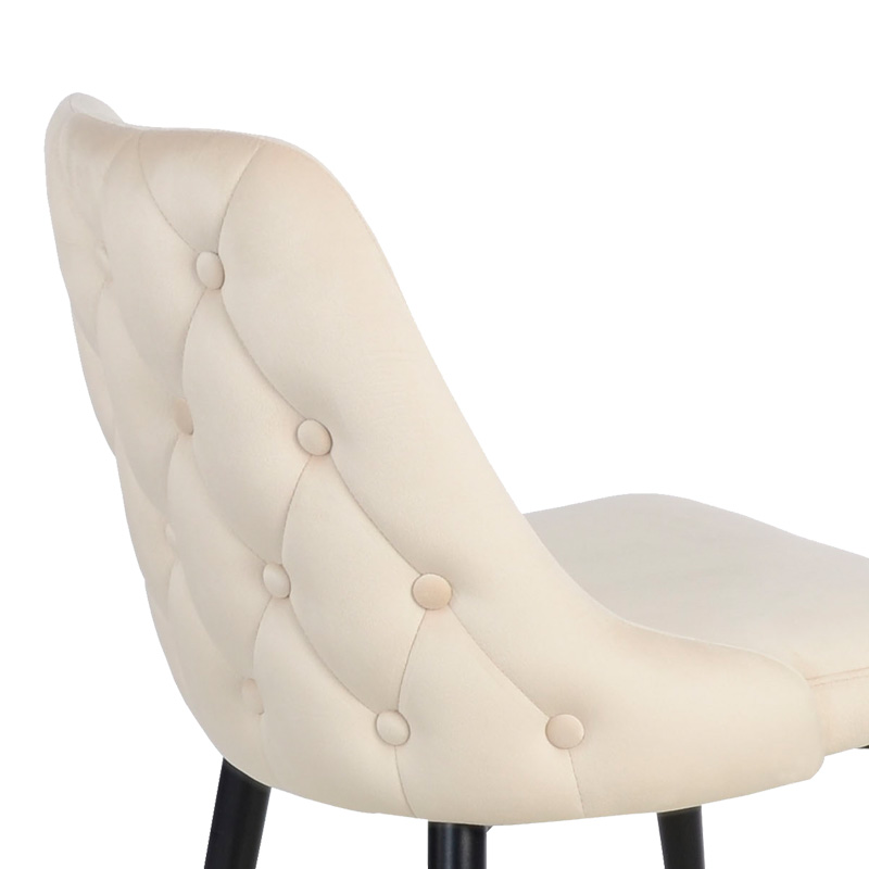 Καρέκλα Zedna pakoworld μπεζ βελούδο με μαύρα μεταλλικά πόδια 51x58x84εκ - Image 5