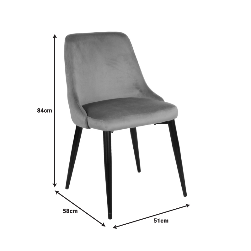 Καρέκλα Zedna pakoworld μπεζ βελούδο με μαύρα μεταλλικά πόδια 51x58x84εκ - Image 6