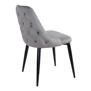 Καρέκλα Zedna pakoworld γκρι βελούδο με μαύρα μεταλλικά πόδια 51x58x84εκ