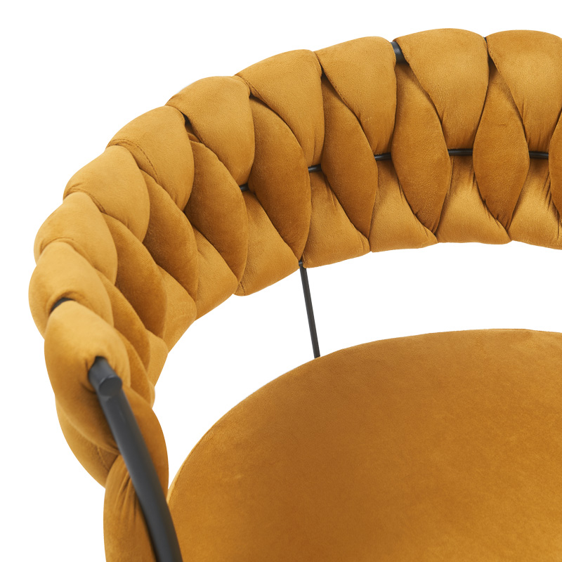 Πολυθρόνα Alkia pakoworld σε κίτρινο βελούδο με μαύρο πόδι μέταλλο 60x57x68εκ - Image 5