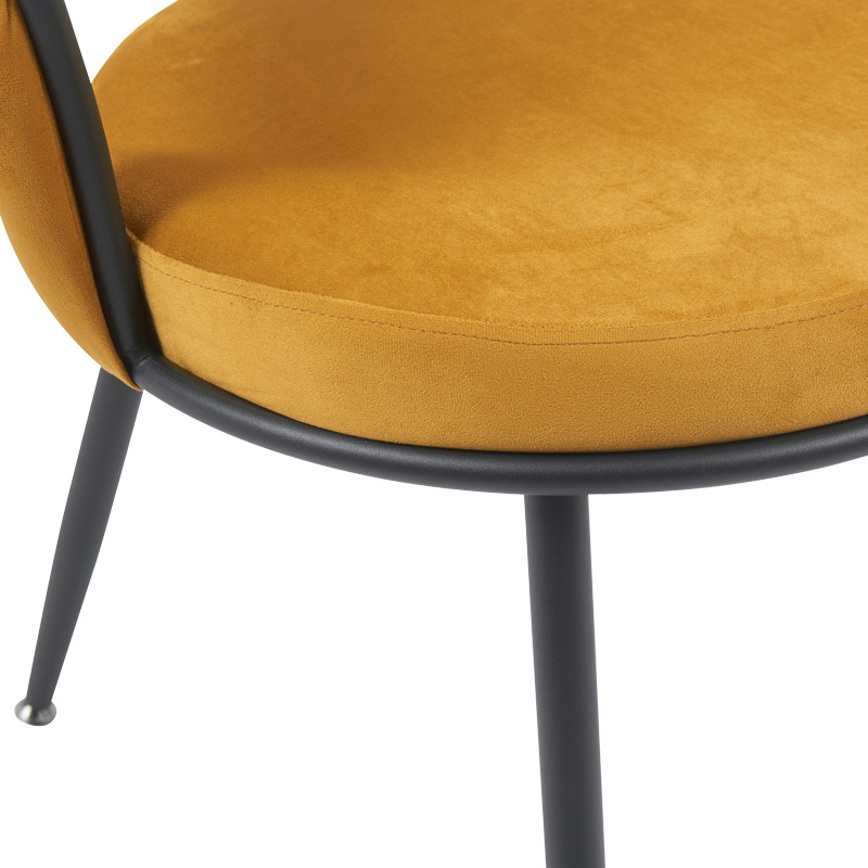 Πολυθρόνα Alkia pakoworld σε κίτρινο βελούδο με μαύρο πόδι μέταλλο 60x57x68εκ - Image 6