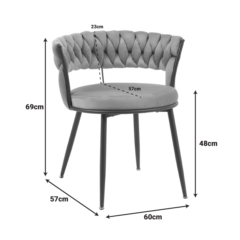 Πολυθρόνα Alkia pakoworld σε κίτρινο βελούδο με μαύρο πόδι μέταλλο 60x57x68εκ - Image 8