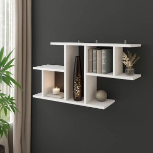 Ραφιέρα τοίχου Vertoura pakoworld σε λευκή απόχρωση 116x18.5x60cm