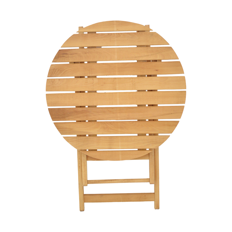 Τραπέζι Letna pakoworld πτυσσόμενο μασίφ ξύλο οξιάς σε φυσική απόχρωση Φ70x75εκ - Image 5