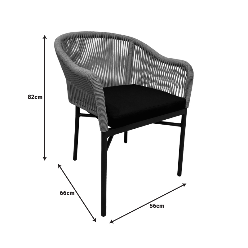 Πολυθρόνα αλουμινίου Legana pakoworld ανθρακί σκελετός--pe rattan σε φυσική απόχρωση 56x66x82εκ - Image 6