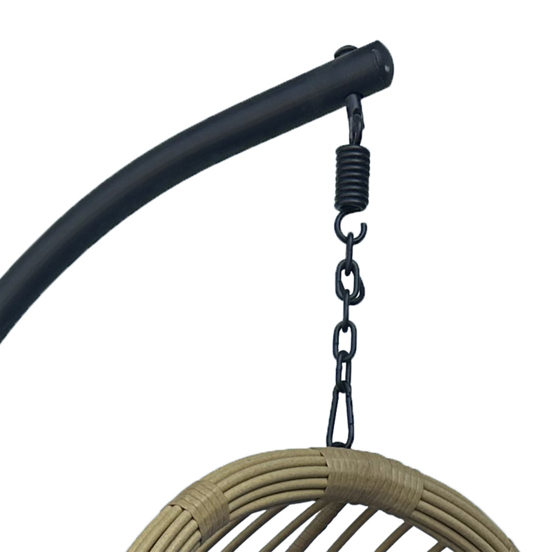 Κούνια φωλιά με βάση Cungo pakoworld μέταλλο μαύρο- pe rattan μπεζ με μαύρο μαξιλάρι 125x105x195εκ - Image 5