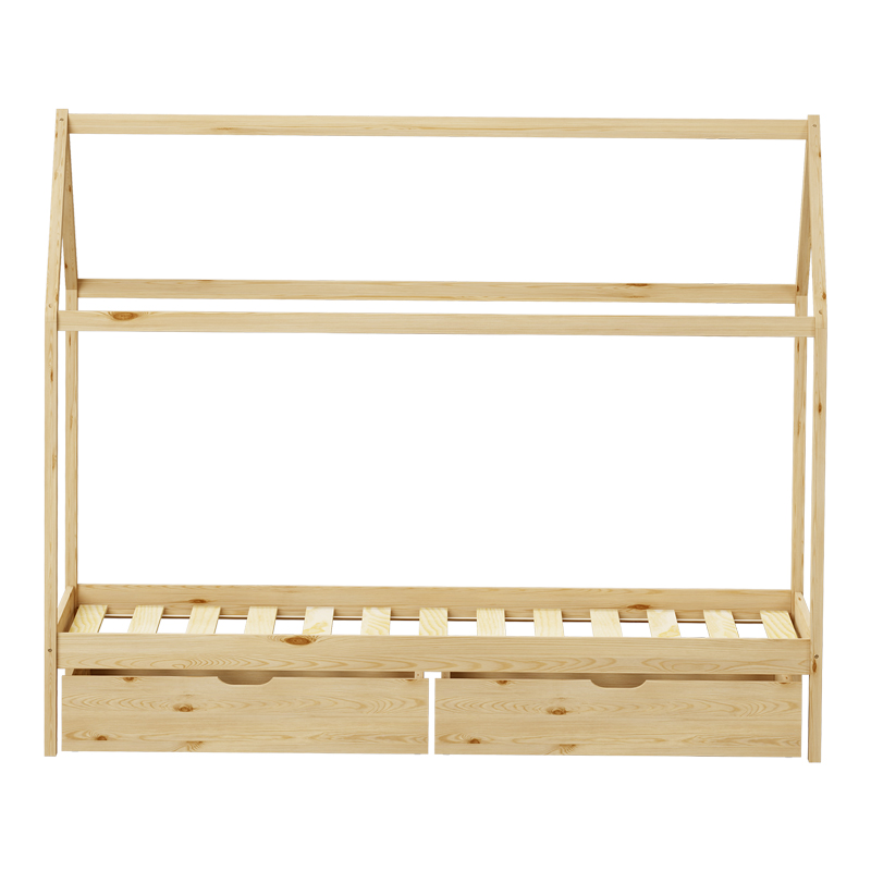 Παιδικό κρεβάτι Mellin τ. Montessori με 2 συρτάρια pakoworld ξύλο πεύκου σε φυσική απόχρωση 90x190εκ - Image 4