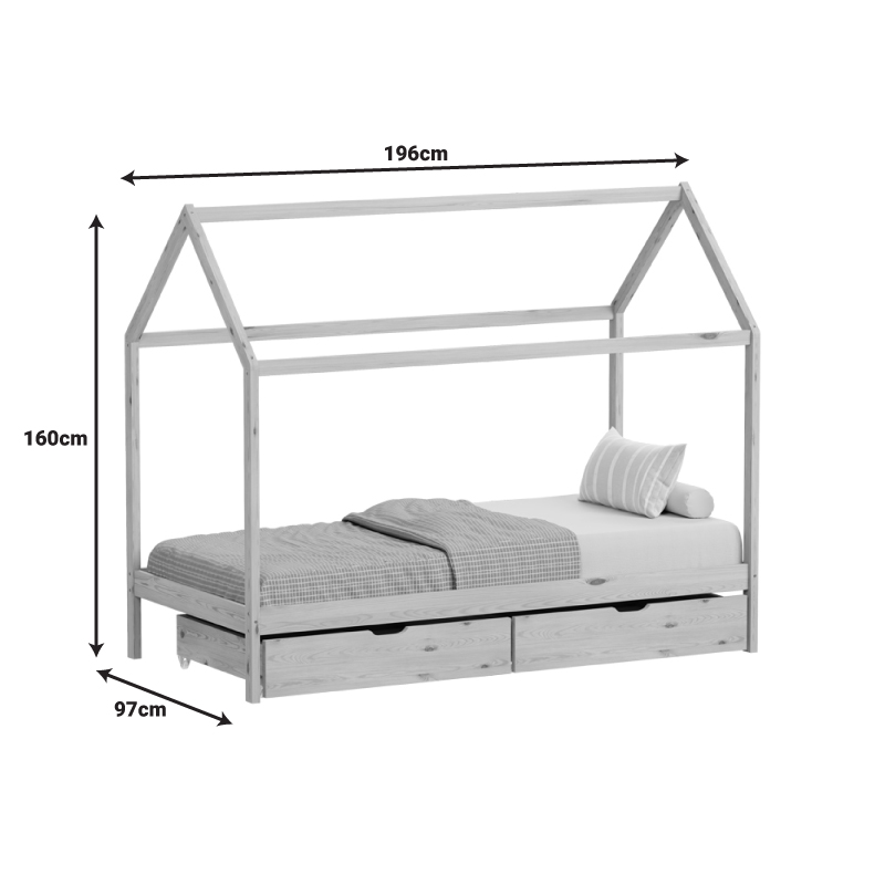 Παιδικό κρεβάτι Mellin τ. Montessori με 2 συρτάρια pakoworld ξύλο πεύκου σε φυσική απόχρωση 90x190εκ - Image 9