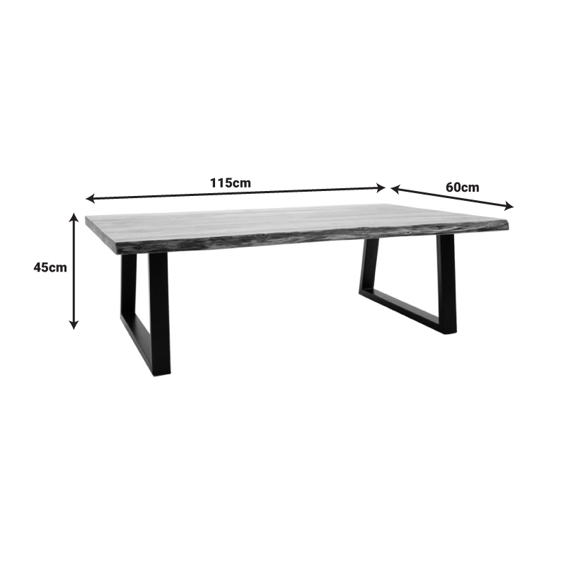 Τραπέζι σαλονιού Miles Slim pakoworld μασίφ ξύλο ακακίας σε φυσική απόχρωση με μαύρα μεταλλικά πόδια 115x60x45εκ - Image 5