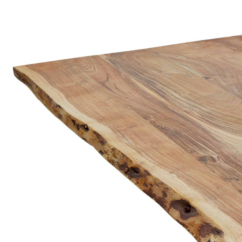 Τραπέζι Lenoua pakoworld μασίφ ξύλο ακακίας πάχους 3.7-4εκ σε φυσική απόχρωση με μαύρα μεταλλικά πόδια 180x90x76εκ - Image 4