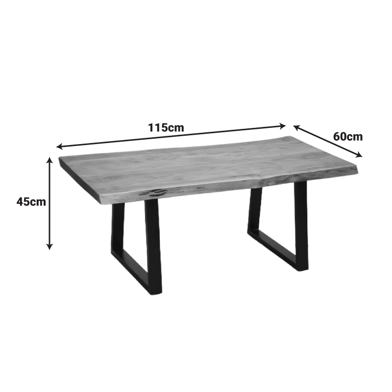 Τραπέζι σαλονιού Miles pakoworld μασίφ ξύλο ακακίας πάχους 3.7-4εκ σε καρυδί απόχρωση με μαύρα μεταλλικά πόδια 115x60x45εκ - Image 5