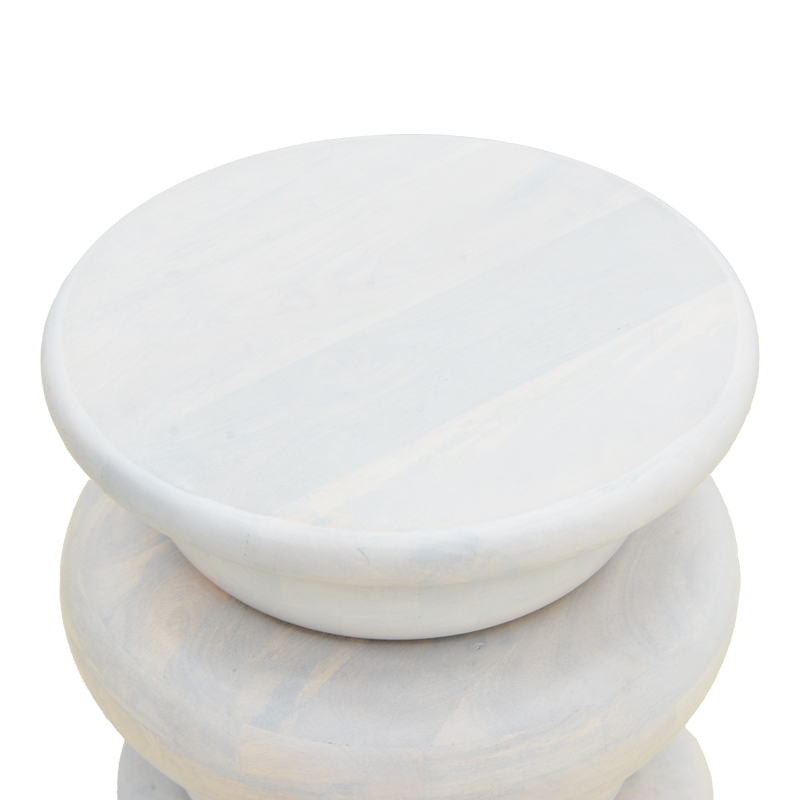 Βοηθητικό τραπέζι Circena pakoworld μασίφ μάνγκο ξύλο λευκό Φ40x45εκ - Image 2