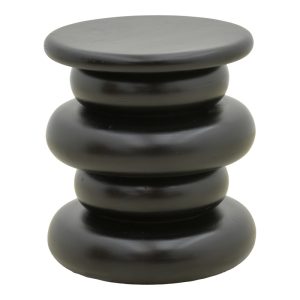 Βοηθητικό τραπέζι Circena pakoworld μασίφ μάνγκο ξύλο μαύρο Φ40x45εκ